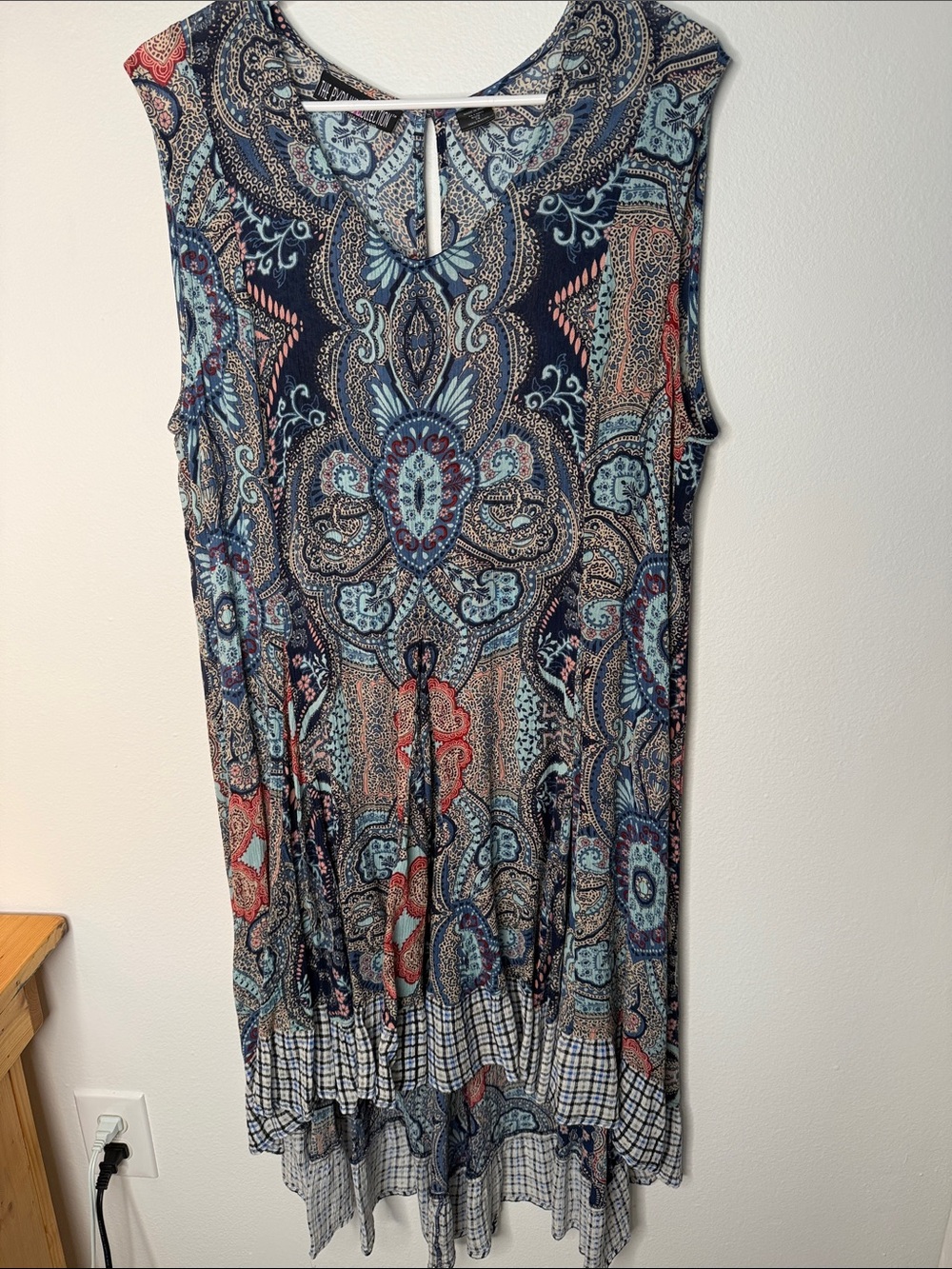 Pyramid Collection Boho Paisley Hi-Lo Maxi Dress Plus Size 1X